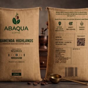 Roasted Coffee Whole Beans, Robusta 100%.  Single Origin 25Kg